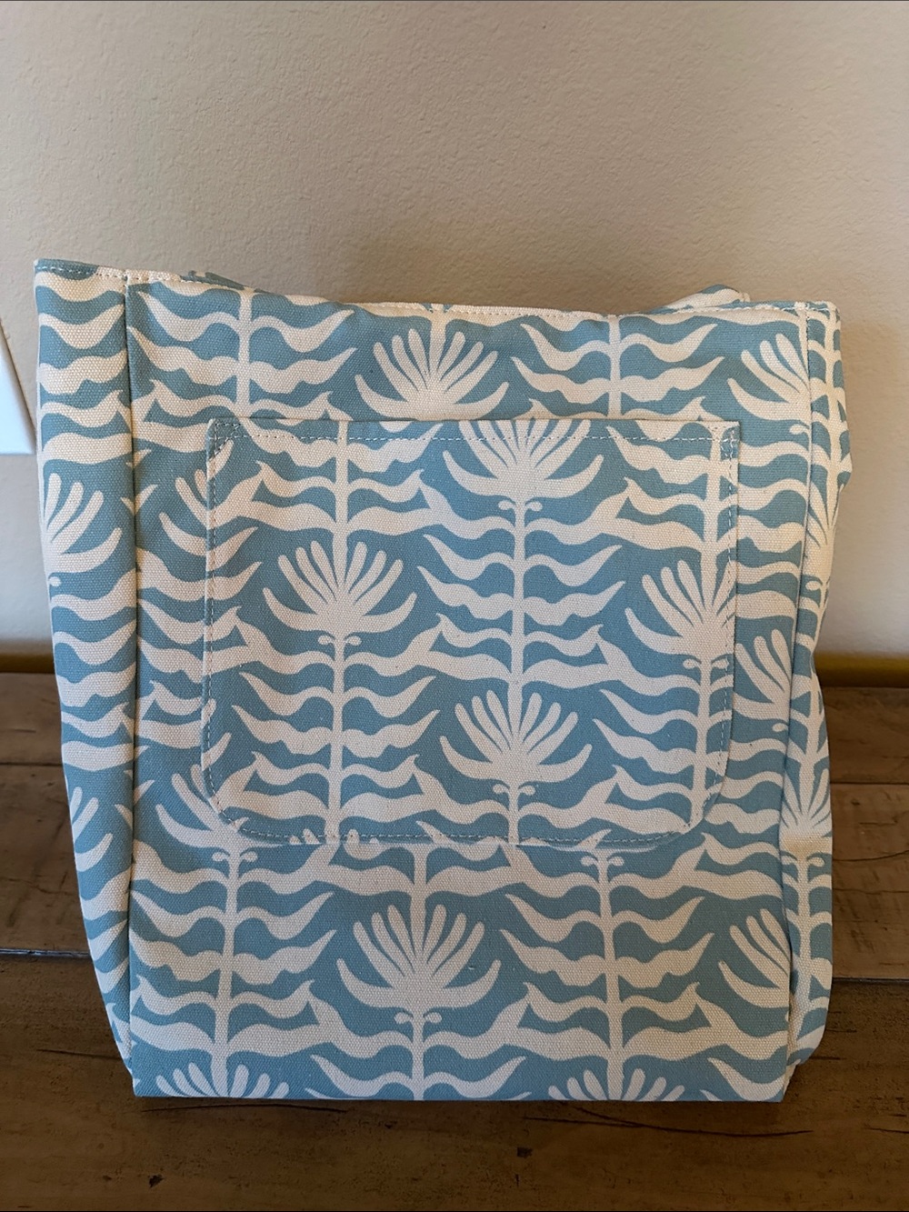 Poppy & Peonies Light Blue and White Botanical Tote - Picture 4 of 4